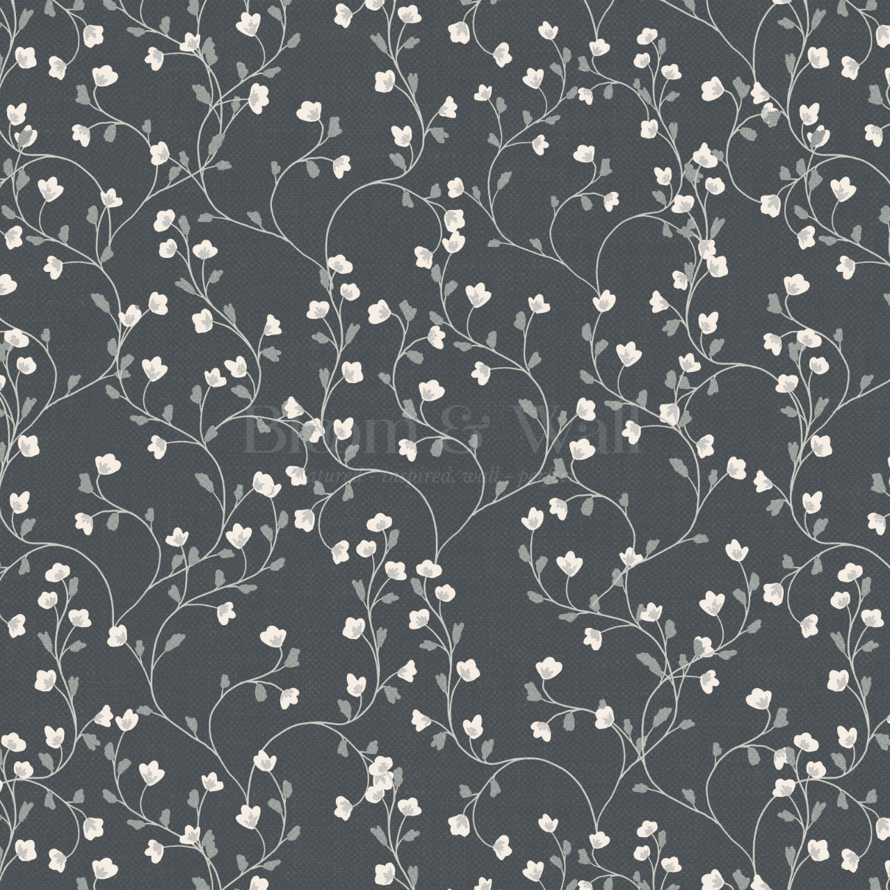 Sybille Flowering Vine Slate Wallpaper