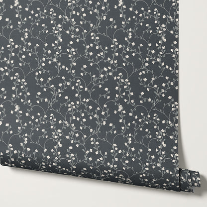 Sybille Flowering Vine Slate Wallpaper