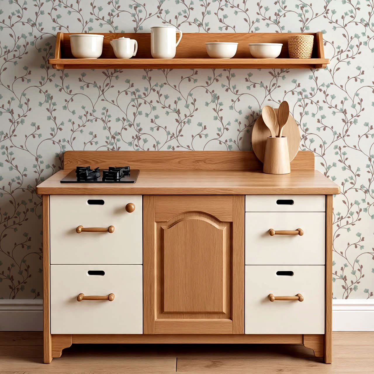 Sybille Flowering Sage Brown Wallpaper
