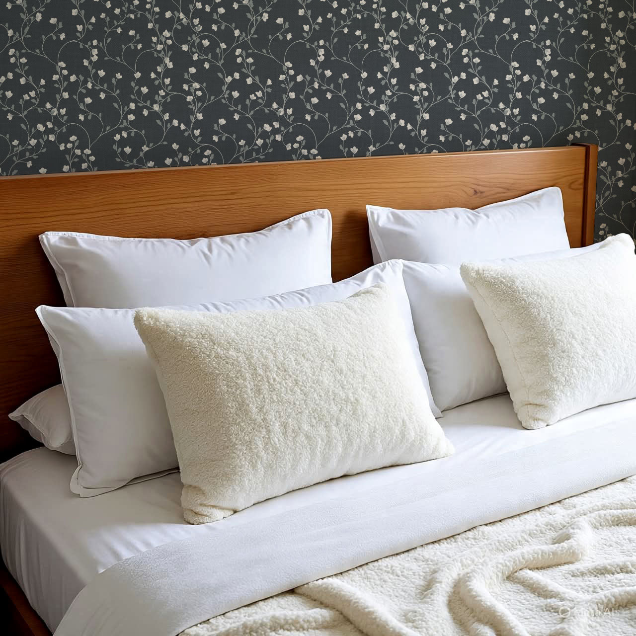 Sybille Flowering Vine Slate Wallpaper