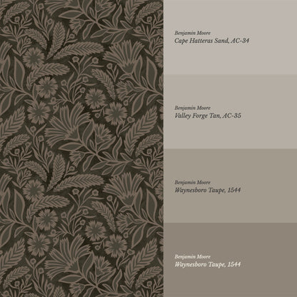 Sylvia Florals Charcoal Taupe Wallpaper