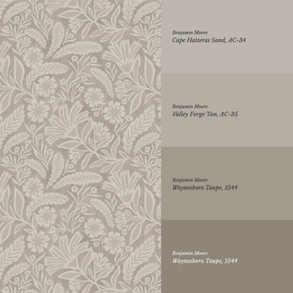 Sylvia Florals Cotton Khaki Wallpaper