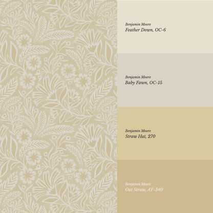 Sylvia Florals Straw Dove Wallpaper