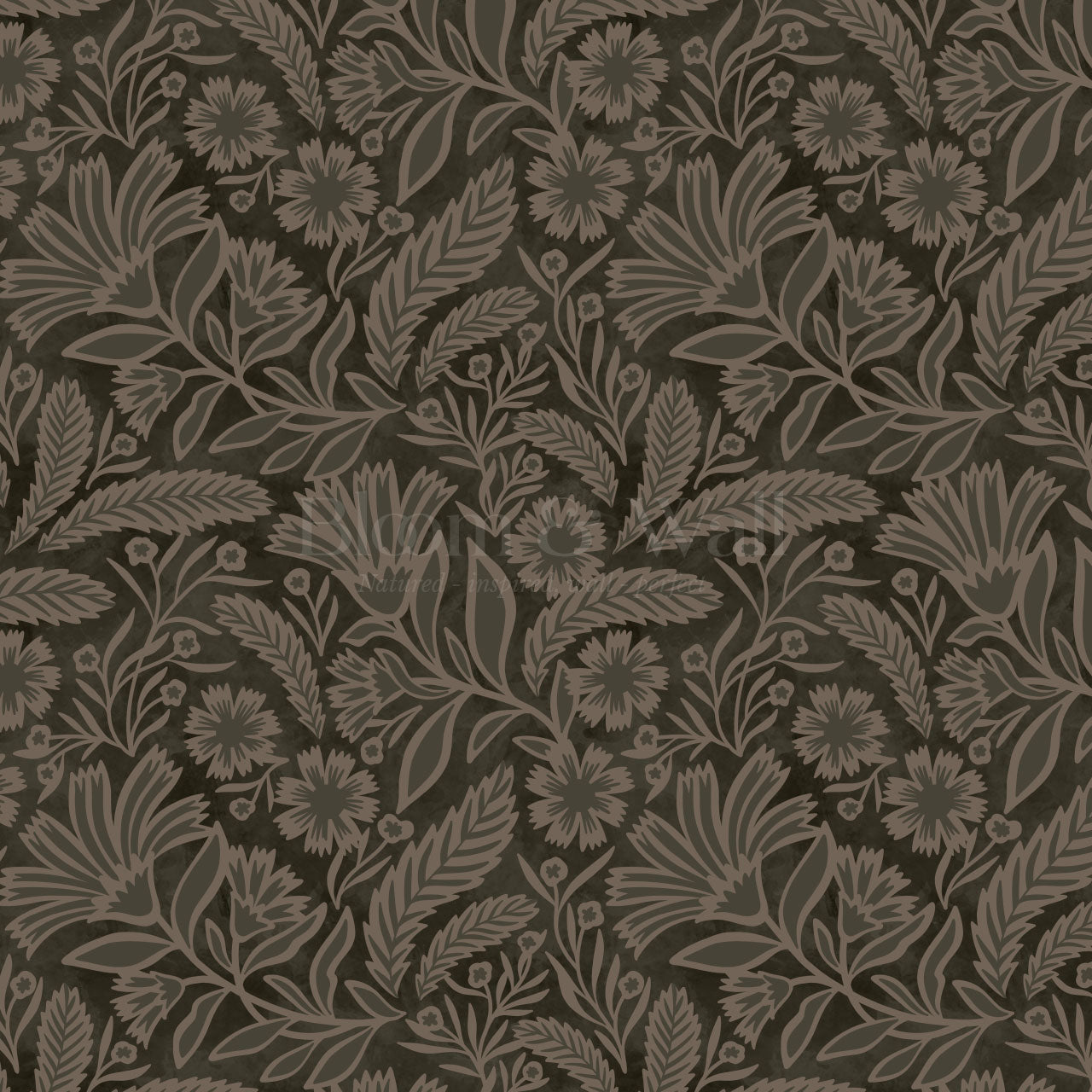 Sylvia Florals Charcoal Taupe Wallpaper