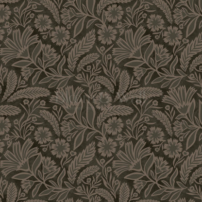 Sylvia Florals Charcoal Taupe Wallpaper