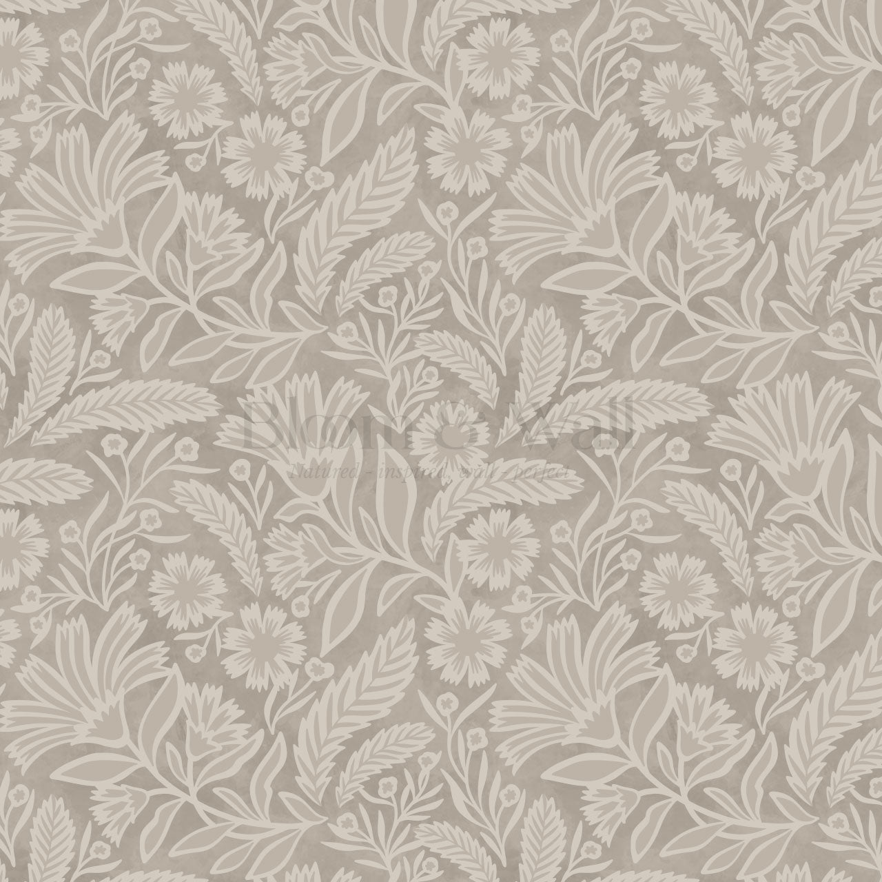 Sylvia Florals Cotton Khaki Wallpaper