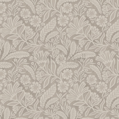 Sylvia Florals Cotton Khaki Wallpaper