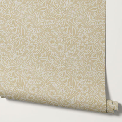 Sylvia Florals Straw Dove Wallpaper