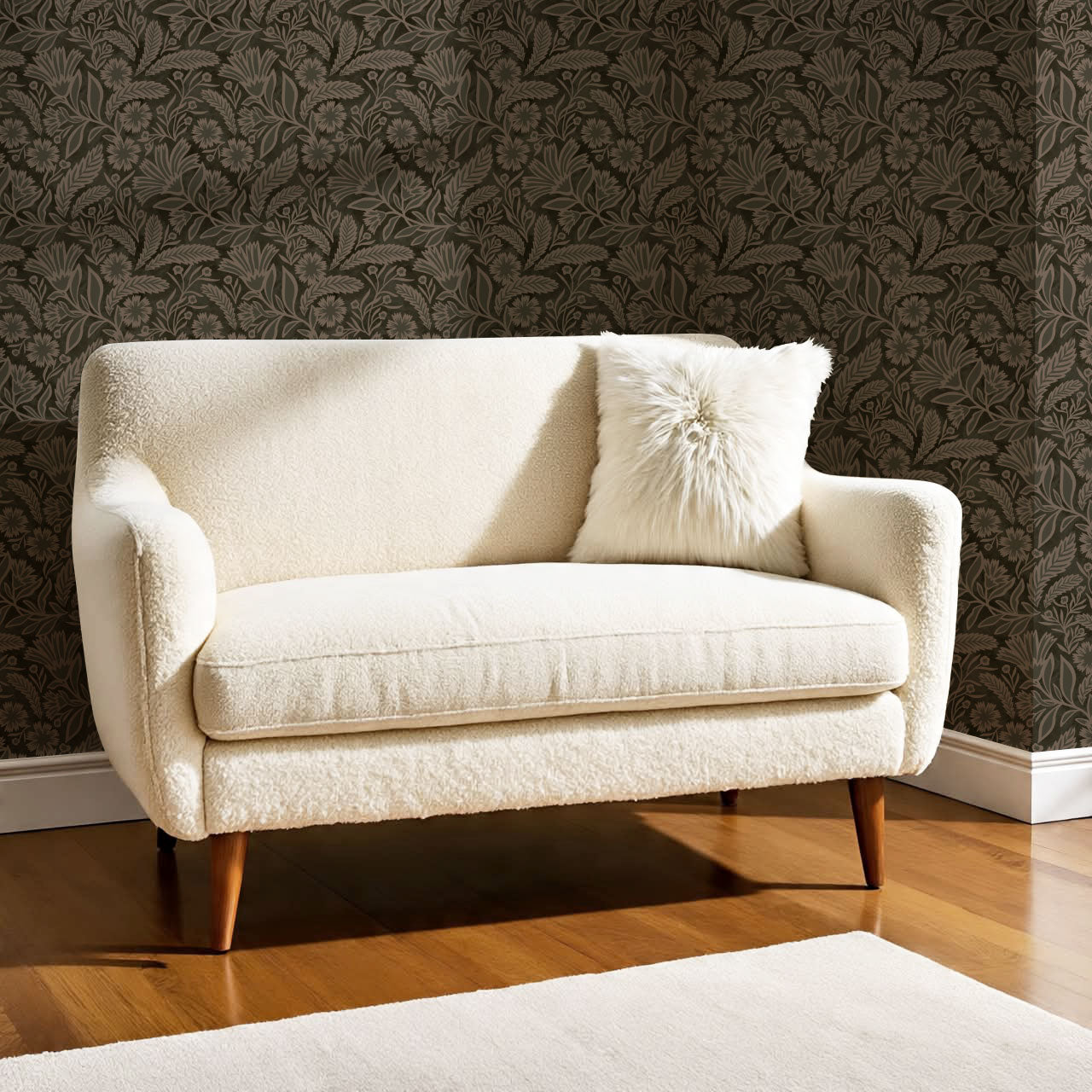 Sylvia Florals Charcoal Taupe Wallpaper