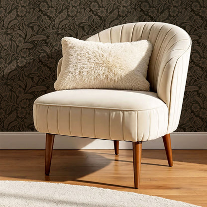 Sylvia Florals Charcoal Taupe Wallpaper