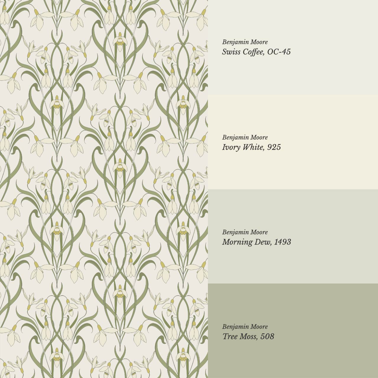 Taimi Snowdrops Cream Wallpaper