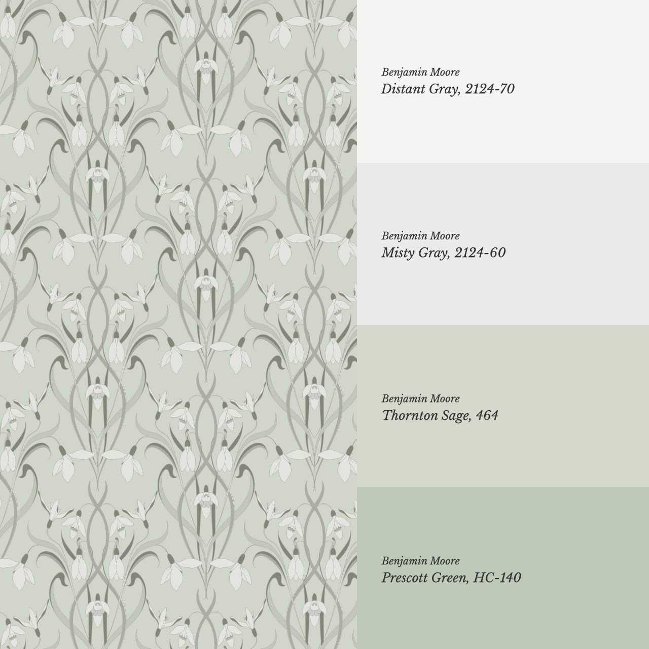 Taimi Snowdrops Sage Wallpaper