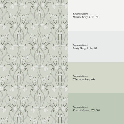 Taimi Snowdrops Sage Wallpaper