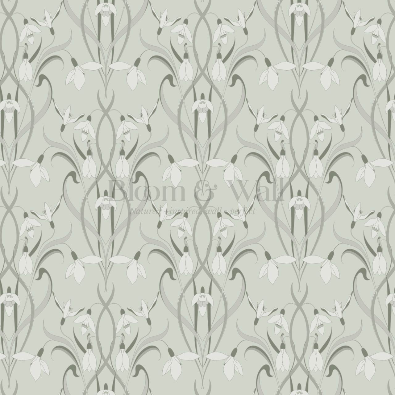 Taimi Snowdrops Sage Wallpaper