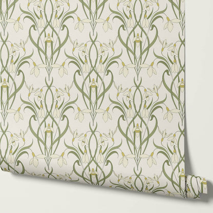 Taimi Snowdrops Cream Wallpaper