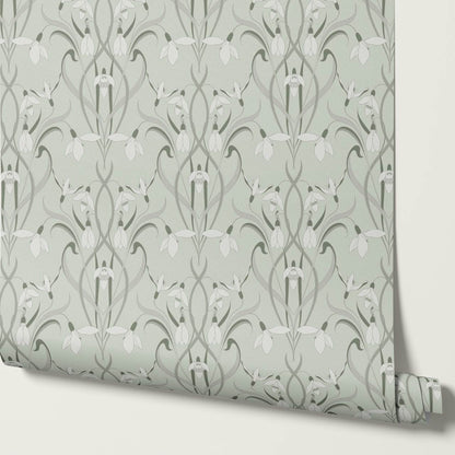 Taimi Snowdrops Sage Wallpaper