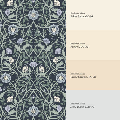 Taja Whispers in the Garden Navy Green Wallpaper