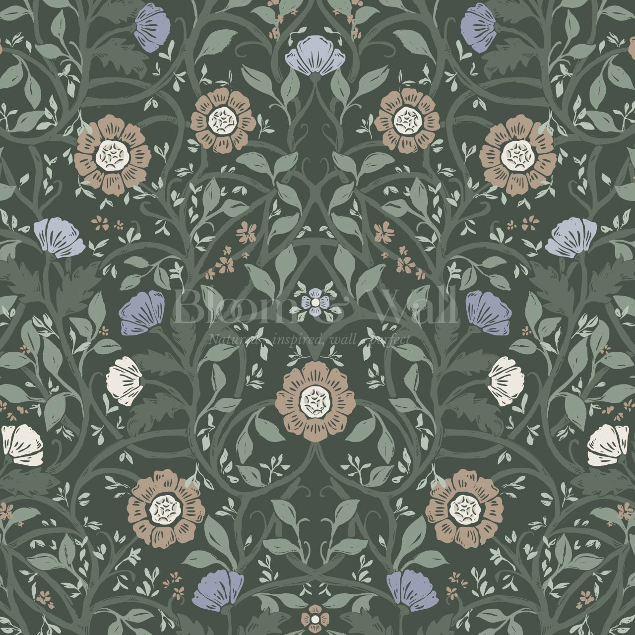 Taja Whispers in the Garden Green Blue Wallpaper