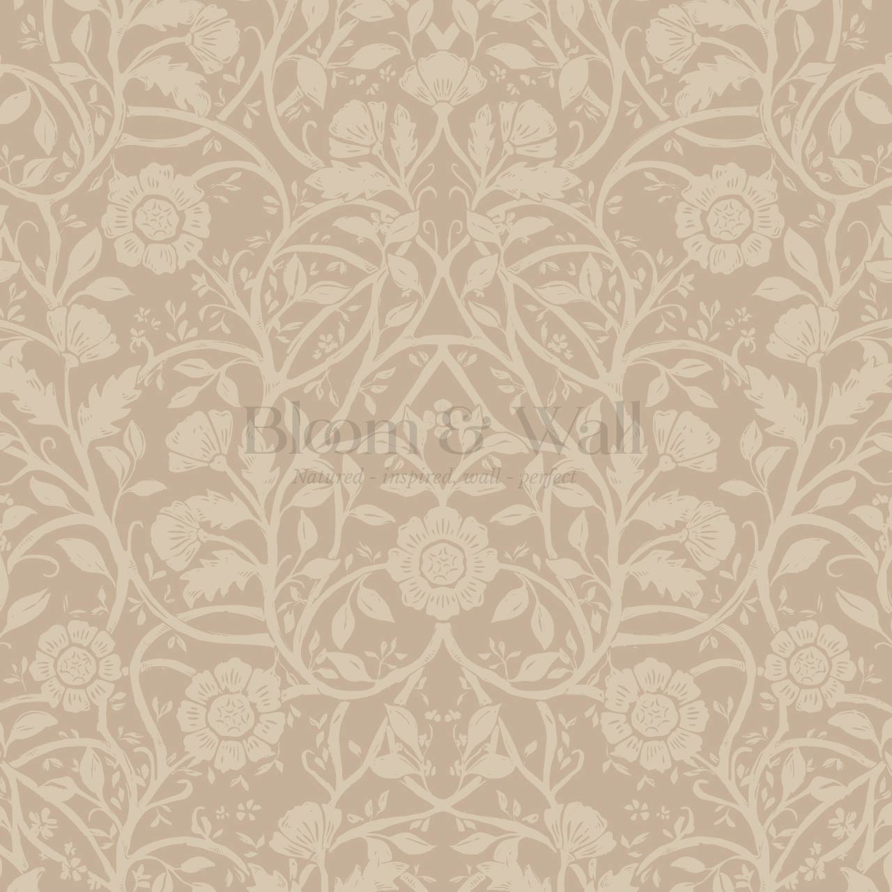 Taja Whispers in the Garden Tan Brown Wallpaper