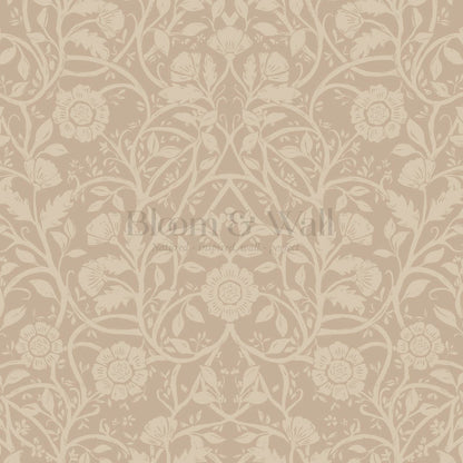 Taja Whispers in the Garden Tan Brown Wallpaper