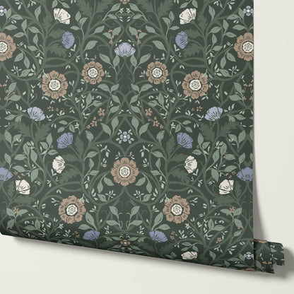 Taja Whispers in the Garden Green Blue Wallpaper