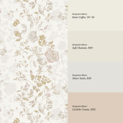 Talia Veiled Garden Antique Pearl Wallpaper