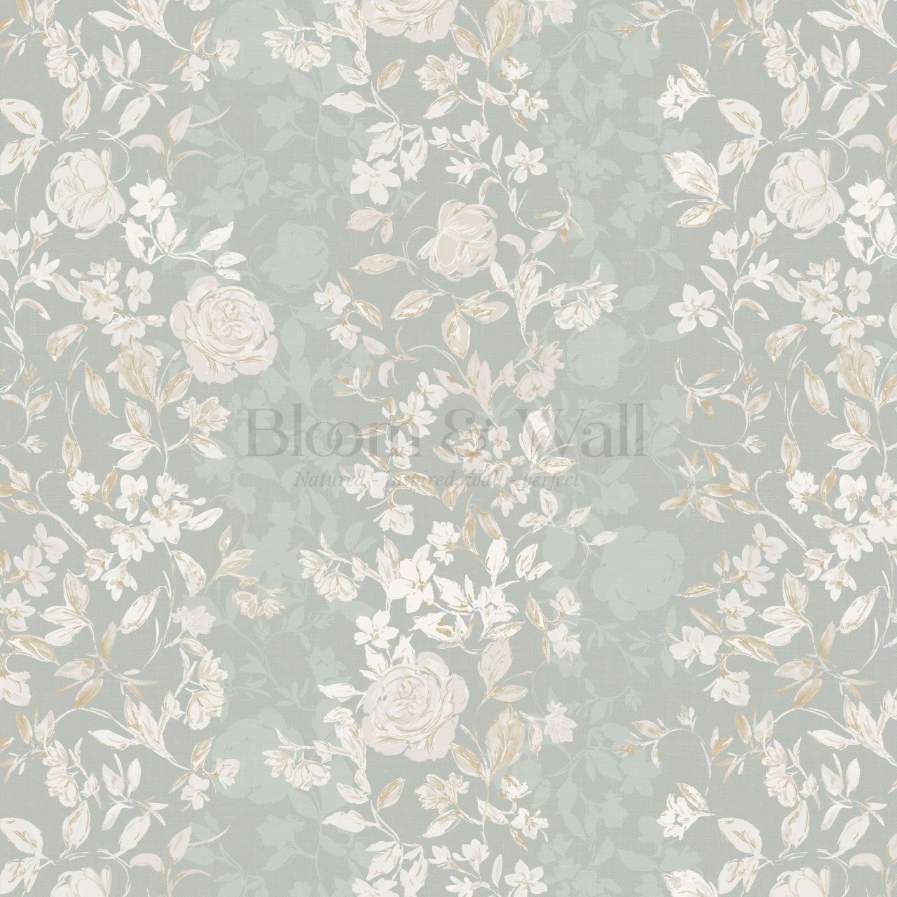 Talia Veiled Garden Pale Teal Wallpaper