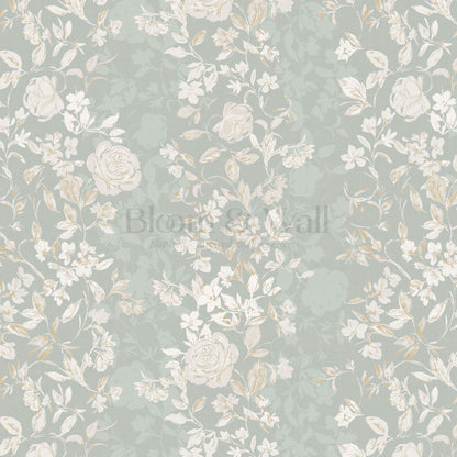Talia Veiled Garden Pale Teal Wallpaper