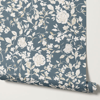 Talia Veiled Garden Slate Wallpaper