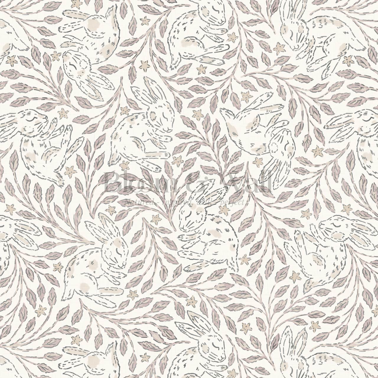 Tania Sleeping Bunny Cream Pale Rose Wallpaper
