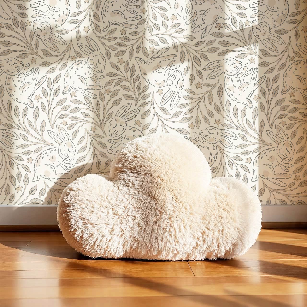 Tania Sleeping Bunny Cream Beige Wallpaper