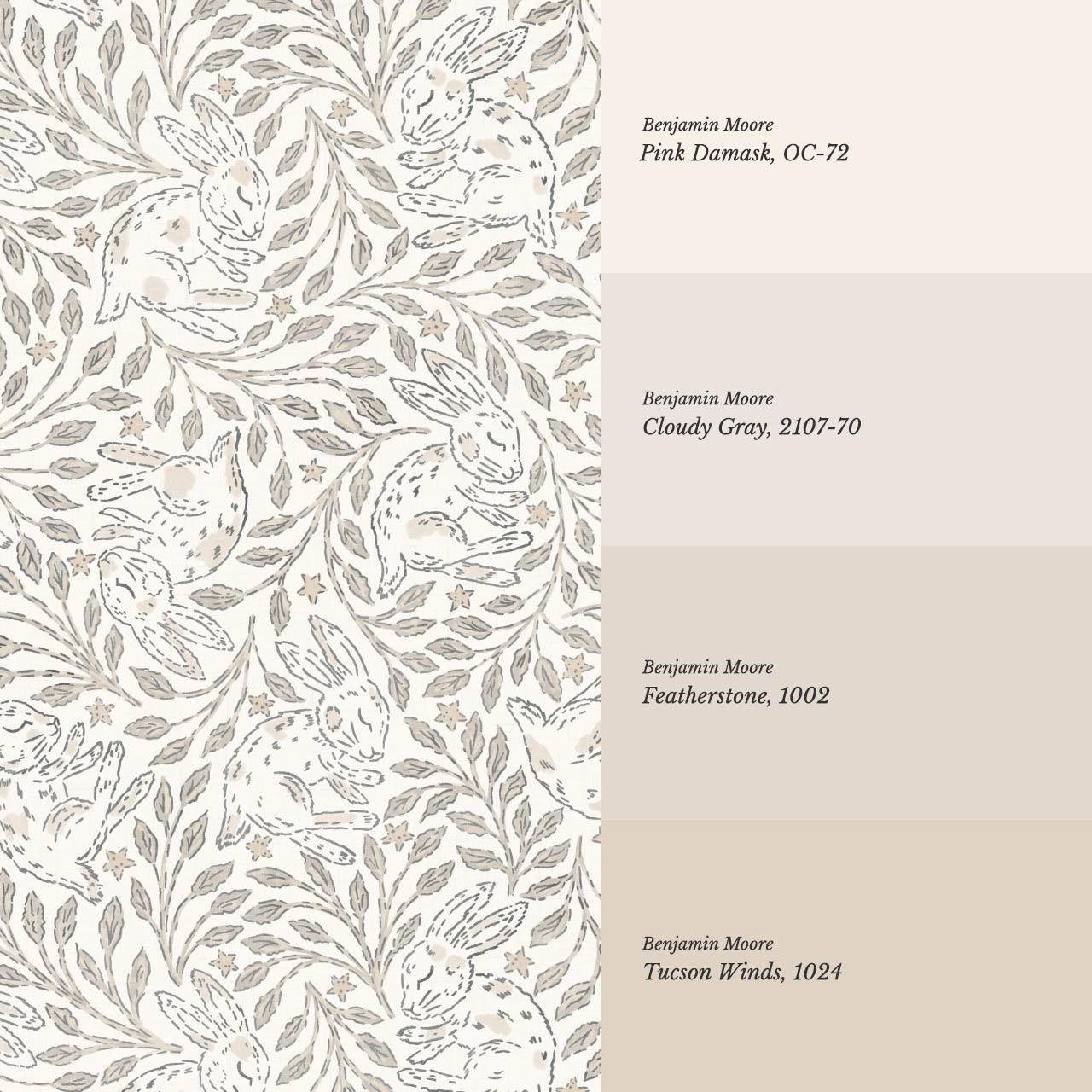 Tania Sleeping Bunny Cream Beige Wallpaper