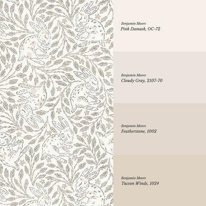 Tania Sleeping Bunny Cream Beige Wallpaper