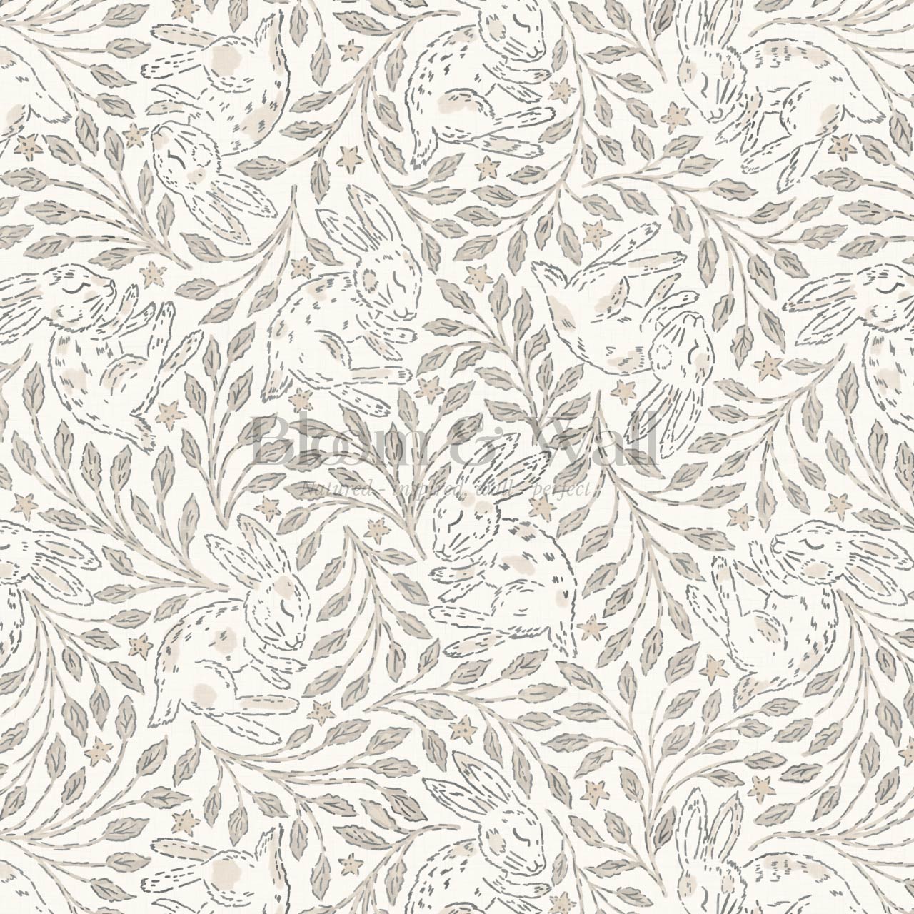 Tania Sleeping Bunny Cream Beige Wallpaper