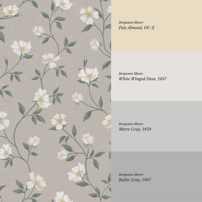 Tatjana Floral Chinoiserie Beige Ivory Wallpaper