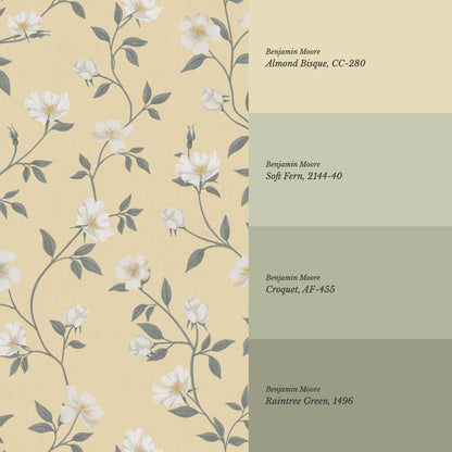 Tatjana Floral Chinoiserie Sunny Yellow Wallpaper