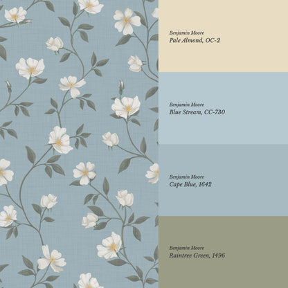 Tatjana Floral Chinoiserie Pale Blue Wallpaper