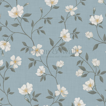 Tatjana Floral Chinoiserie Pale Blue Wallpaper