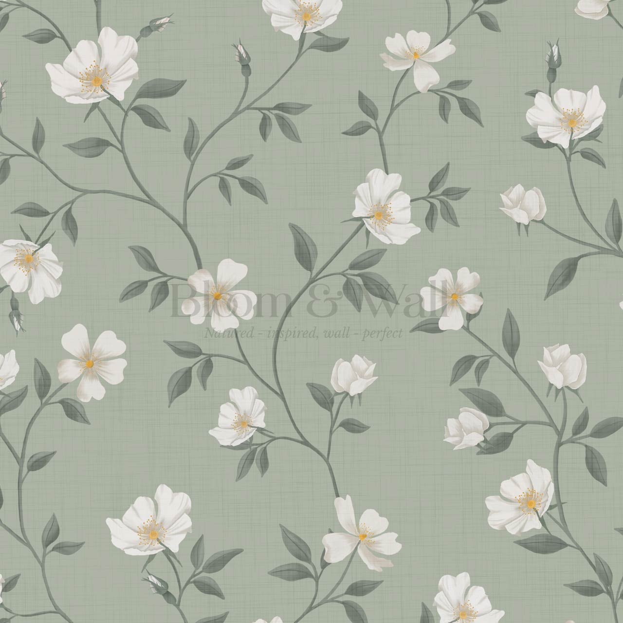 Tatjana Floral Chinoiserie Sage Green Wallpaper
