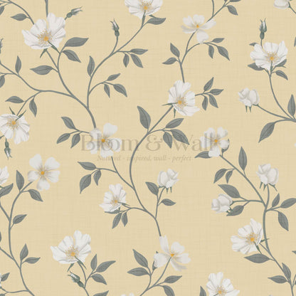 Tatjana Floral Chinoiserie Sunny Yellow Wallpaper