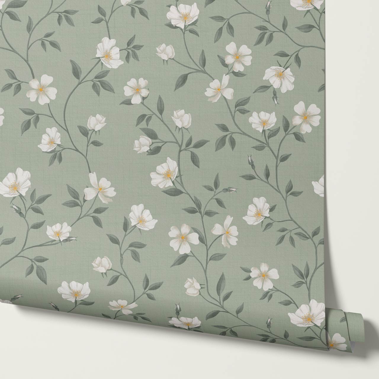 Tatjana Floral Chinoiserie Sage Green Wallpaper