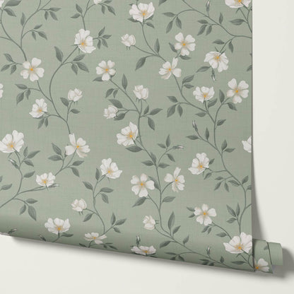 Tatjana Floral Chinoiserie Sage Green Wallpaper