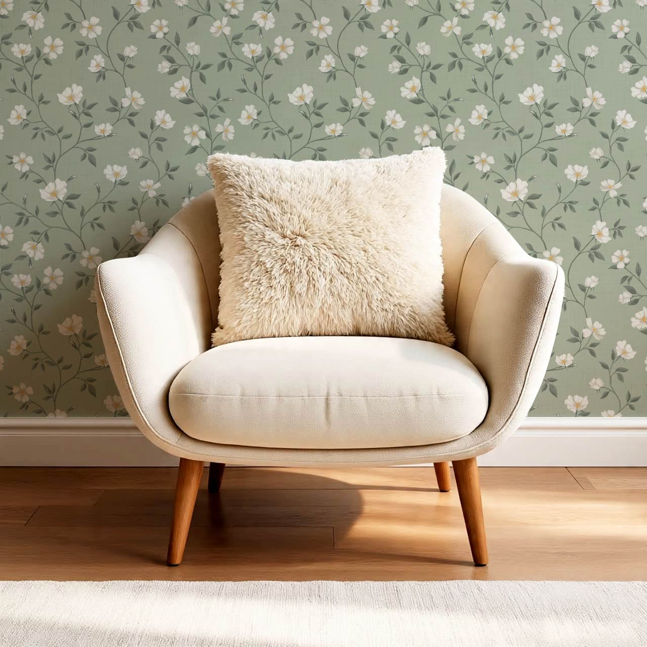 Tatjana Floral Chinoiserie Sage Green Wallpaper