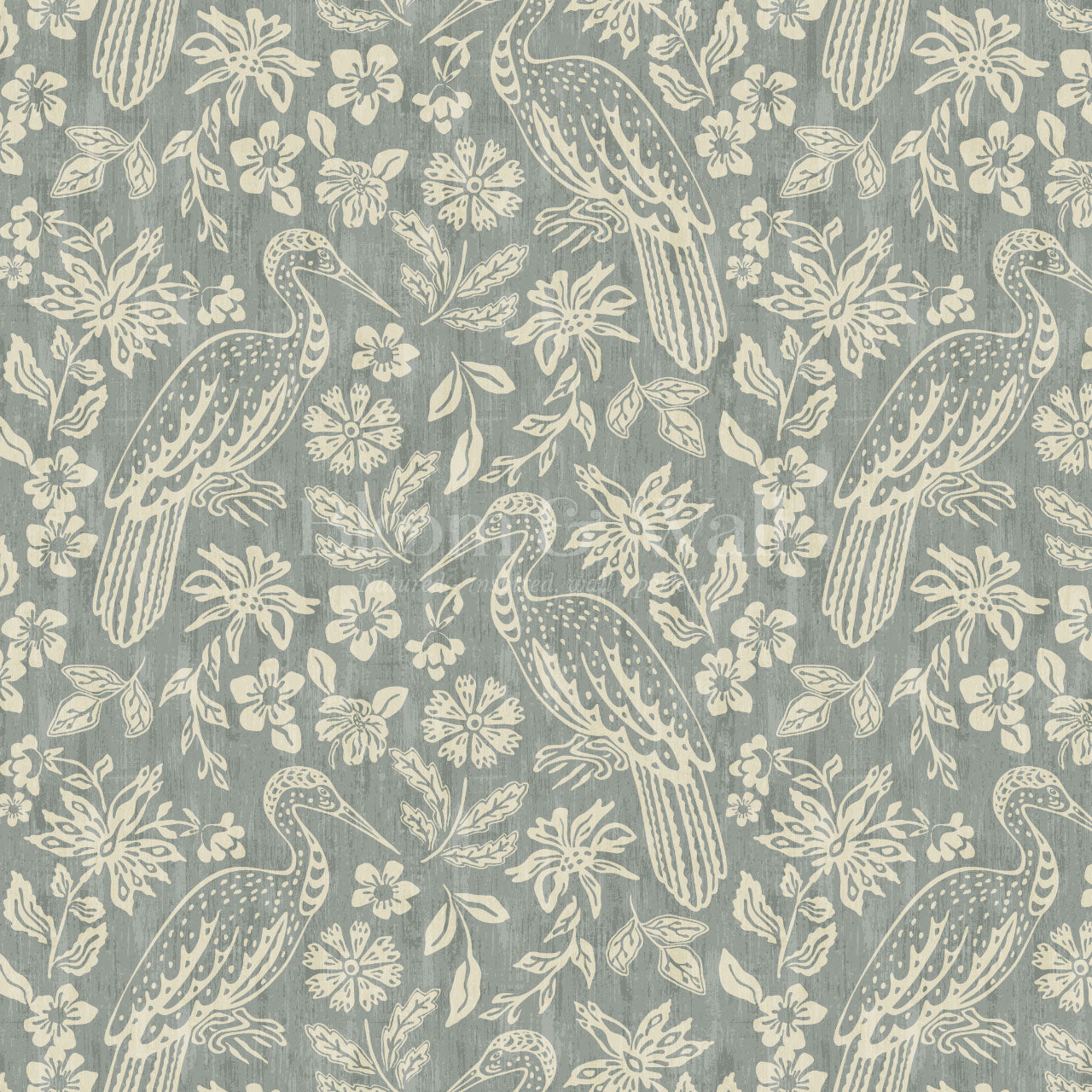 Teagan Bohemian Birds Gray Sage Wallpaper