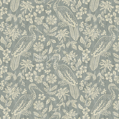 Teagan Bohemian Birds Gray Sage Wallpaper