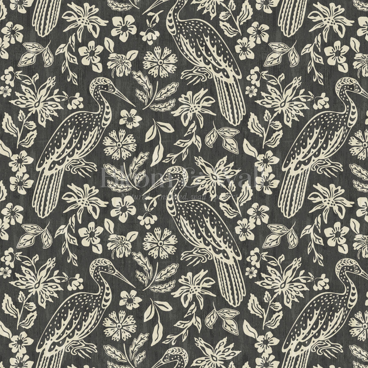 Teagan Bohemian Birds Charcoal Wallpaper