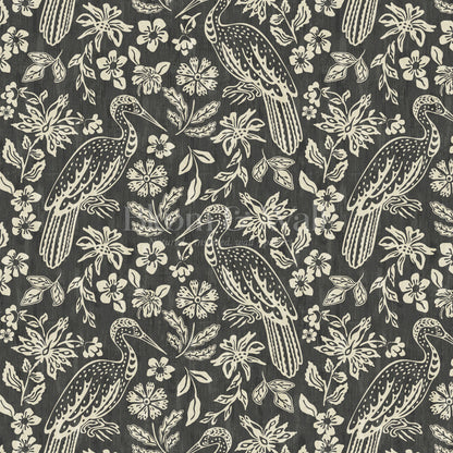 Teagan Bohemian Birds Charcoal Wallpaper