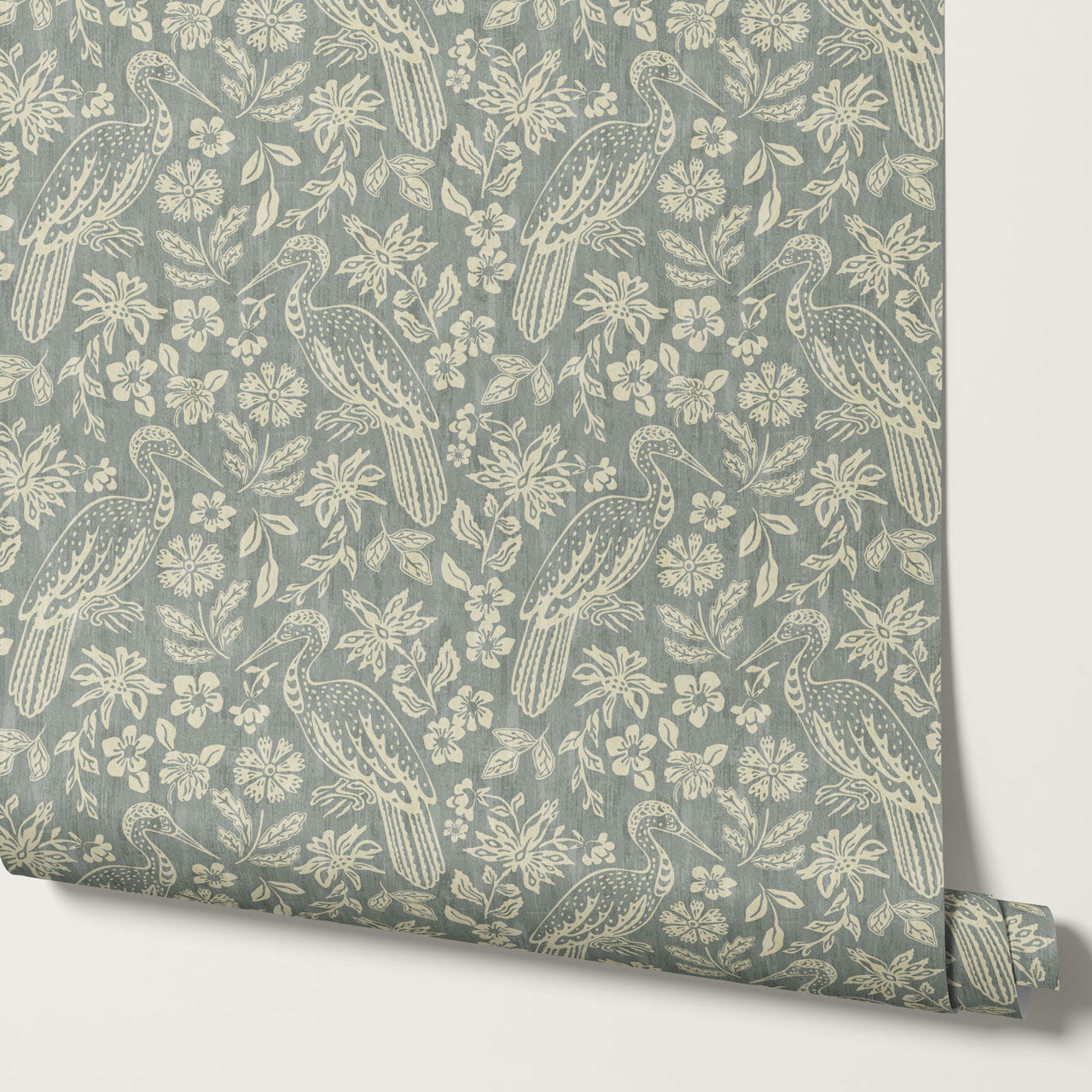 Teagan Bohemian Birds Gray Sage Wallpaper