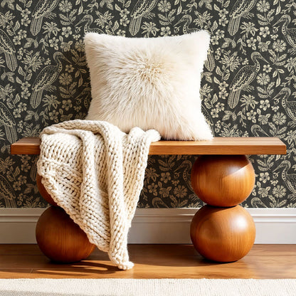 Teagan Bohemian Birds Charcoal Wallpaper