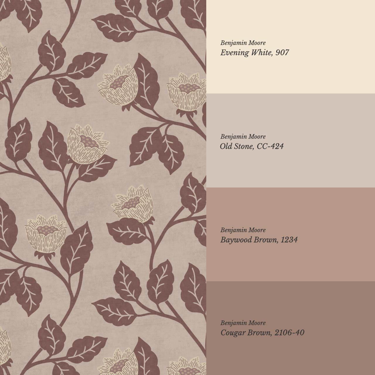 Teodora Country Blossom Stone Cocoa Wallpaper